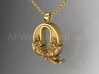 Scroll Letter Q – Initial Letter Pendant 3d printed Scroll Letter Q - Gold