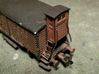 HO Brakeman's Cab Replacement Set 3d printed Painted, weathered, and glazed, this brakeman's cab is complete and this goods van is ready to roll again!  XSFDP material shown.