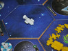 Human Cruiser 3d printed A Sol Cruiser faces off with the L1Z1X scourge in a game of Twilight Imperium 3