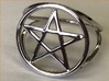 Pentacle ring 3d printed The pentacle ring in rhodium-plated over polished brass. 