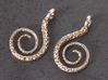 Spiral Earrings Textured 3d printed Raw Bronze