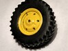 1/64 Scale 42" Green & Yellow Rear Wheels & Tires 3d printed Painted Cast Center Wheel, Printed in Frosted Ultra Detail