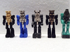 Diaclone Inchman Blue Star Body 3d printed Multiple metal print options, (Polished Bronze, Polished Nickel Steel and Polished Gold Steel) shown here with two classic diaclone drivers (center, far right) for comparison