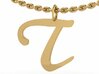 T Classic Script Initial Pendant 3d printed rendering on cable chain