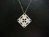 Square Pendant or Charm - Eight Petals Crossed 3d printed Silver - Chain not included