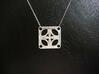 Square Pendant or Charm - Four Petal Flow 3d printed Silver - Chain not included