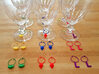 14 L Glass Tags 3d printed Various wine charms displayed