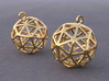 Pentakis Dodecahedron Earrings 3d printed Example rendering of earrings in Polished Brass
