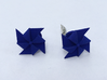 Pinwheel Earrings | Kinetic 3d printed Blue - showing stud and clip-on