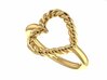 Twisted Heart Midi Ring 3d printed Rendering of 14K Ring