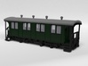 RhB B1001 Passenger Wagon 3d printed Rendering of the colored and assembled model kit