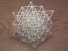 Haramein 3d printed 8 stellated octahedra in a cube - octet truss -in white strong and flexible plastic; new model has thicker struts