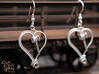 Crosshead Heart Earrings  3d printed Shown with Fish Hooks added (these are not included on Shapeways Sales)