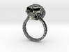 Women's Flaming Skull Ring With Roller Chain 3d printed 