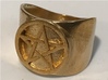 Pentacle Ring - thick 3d printed Thick pentacle ring in natural brass