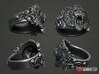 Angry Tiger animal ring 3d printed Antique silver. Digital preview. Not a photo