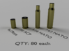 1:18 Scale Bullet Casings: 9mm, 45 ACP, 5.56, 7.62 3d printed 