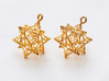 Stellated Dodecahedron Bauble 3d printed Polished Gold Steel (left) vs 18k Gold Plated Brass (right)