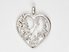 Winter moonlit love wolf heart jewelry 3d printed Frozen Heart Wolf Moon Necklace Charm