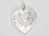 Winter moonlit love wolf heart jewelry 3d printed Frozen Heart Wolf Moon Necklace Charm