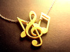 Music Necklace 3d printed Music Note Charm with gold chain (not included) threaded through eighth note and double sixteenth note