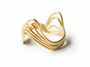 Timeline Ring - Wire Wave Ring - 19mm - US 9.125 3d printed Timeline Ring - Gold Plated Brass