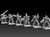 Tech Knight: Right Hand Weapon Pack 6 3d printed NOTE: Pack includes 5 arms. Bodies and bases are used only for reference, and are not included.  See product description.