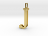 letter J monogram pendant 3d printed Polished Brass