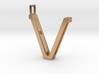 letter V monogram pendant 3d printed Polished Bronze