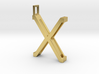 letter X monogram pendant 3d printed Polished Brass