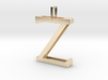 letter Z monogram pendant 3d printed 14k Gold Plated Brass