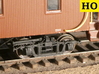 HO St. Louis No. 23 Electric Truck Set 3d printed A St. Louis Car Company No. 23 electric truck, painted, riding beneath an HO caboose.  Material shown is SFDP; style shown is d10.  30" NWSL semiscale wheels are equipped.  Caboose and wheels are not included.