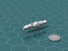 USS Philedelphia-A upgraded Missile Cruiser 3d printed Render of the model, with a virtual quarter for scale.
