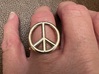Peace Sign Ring 17 mm Diameter 3d printed Polished Silver