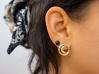 East Moon - Post Earrings 3d printed Natural Brass