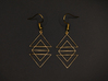 Triangle Symphony I - Drop Earrings 3d printed Natural Brass