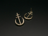 Runish Moon North - Post Earrings 3d printed Natural Brass