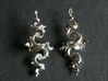 Dragon Earrings 4cm 3d printed Premium Silver