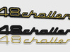 348 CHALLENGE BADGE 3d printed 348 Challenge badge for the rear deck lid, with yellow plastic groove inserts, render.
