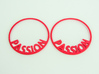 Custom Hoop Earrings - Passion 40mm 3d printed Custom Text Hoop Earrings printed in Red Strong & Flexible Polished.