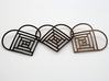 Quilt Block Log Cabin Pendant - Heart Edition 2 3d printed (From Left to Right) Matte Black Steel, Polished Bronze Steel, and Stainless Steel
