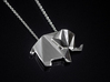 Origami Elephant  3d printed Premium Silver