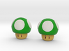 Super Mario Mushroom Earrings Green 3d printed 