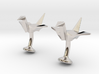 Origami Crane Cufflinks 3d printed 