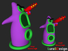 evil Purple Tentacle 6cm 3d printed compared to the large 8cm version