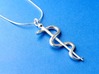 Rod Of Asclepius Pendant 3d printed Polished Silver