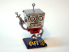 Cafe 51 - Sci-Fi Robot with Game Logo Base 3d printed Photo is of a White Detail material, sanded and hand-painted with enamel paints (not available)