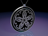 Celtic Pentagram Knot Pendant~44mm (1 3/4 inch) 3d printed Raytraced render of 44mm Celtic penta knot pendant  simulating black enamel on polished 
silver - front view